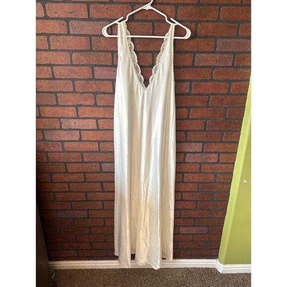 Vintage White Lace Nightgown Sleeveless Sleep Dress Large Romantic Made in USA - Picture 7 of 16